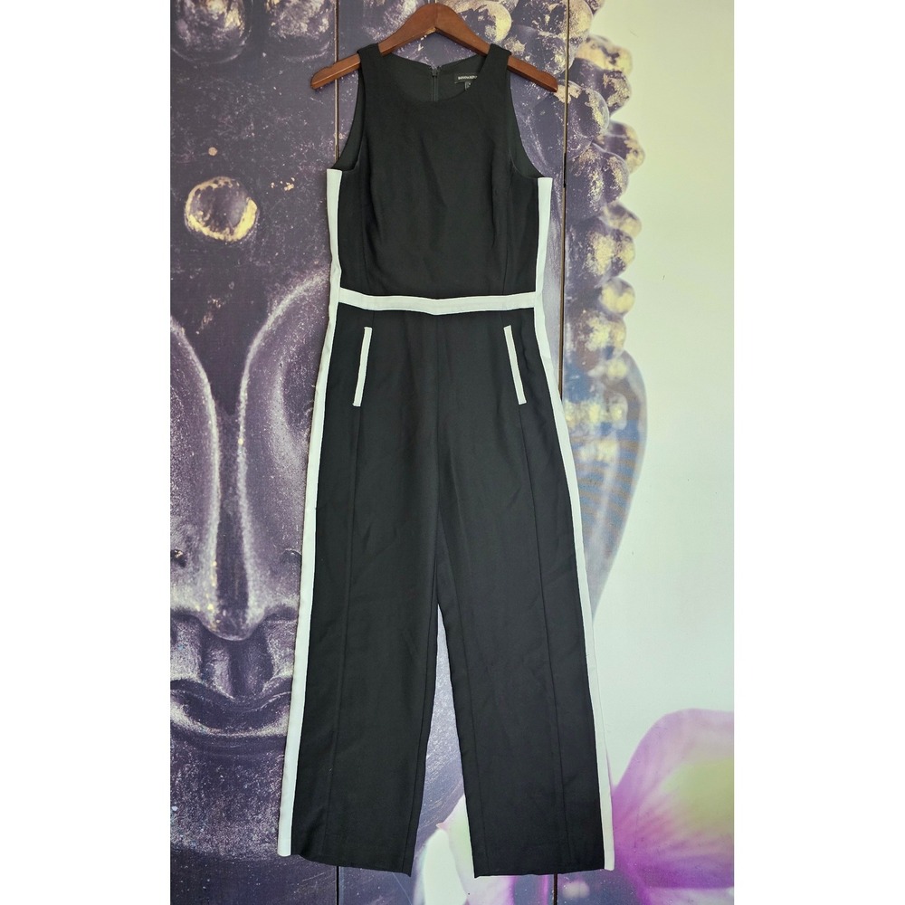Banana Republic Womens Black White Colorblock Wide Leg Sleeveless‎ Jumpsuit 4